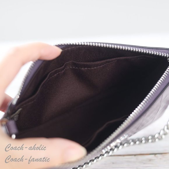 NWT Coach CN382 Nolita 19 in Crocodile-embossed Leather Silver/Amethyst - Picture 8 of 10